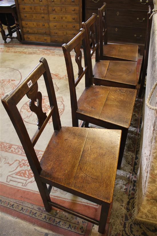 Set of six wood seat dining chairs, early 19th century